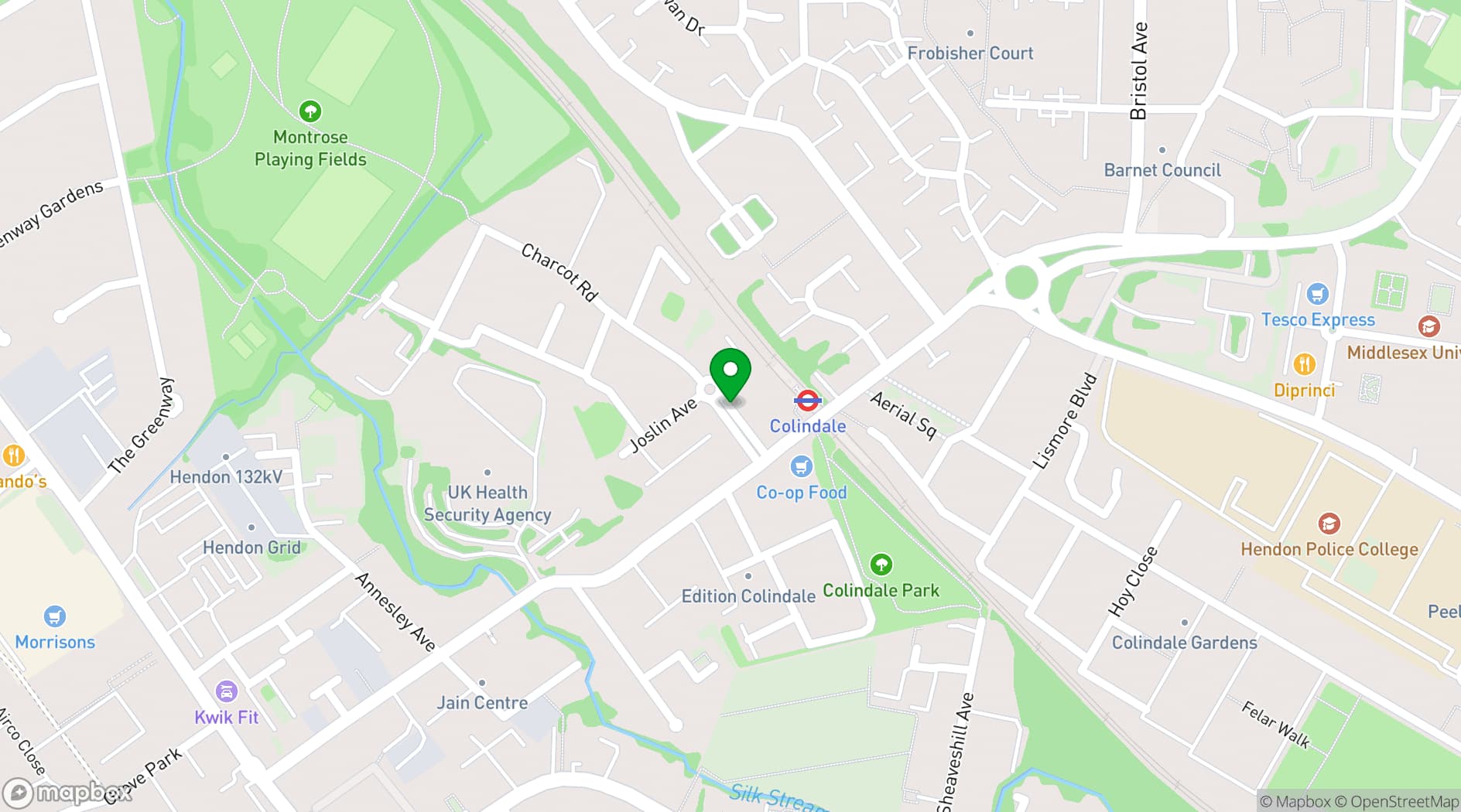 Map showing The Stay Club, Colindale