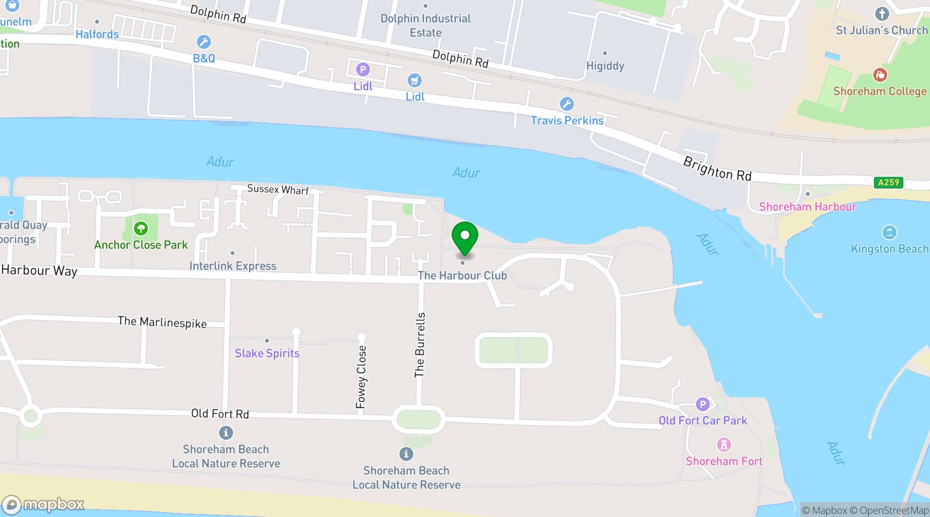 Map showing The Harbour Club