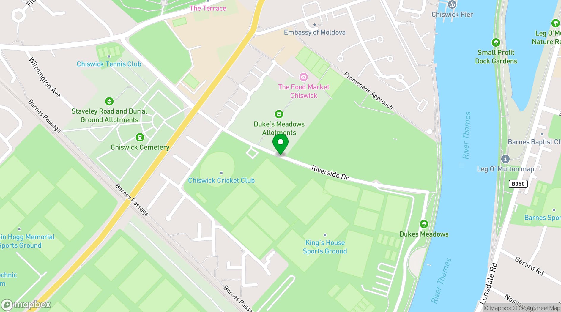 Map showing King's House School Sports Ground