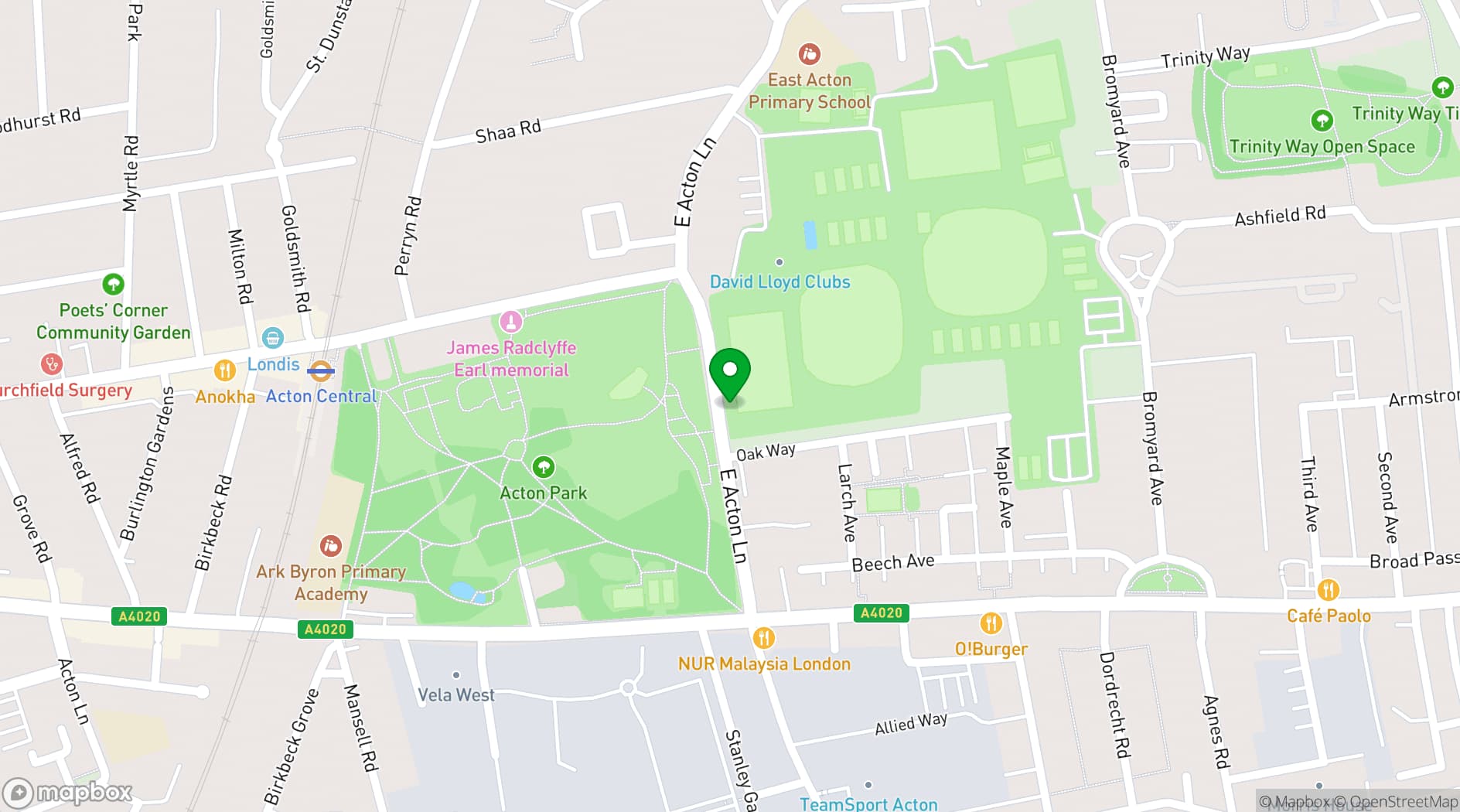Map showing Acton Cricket Club