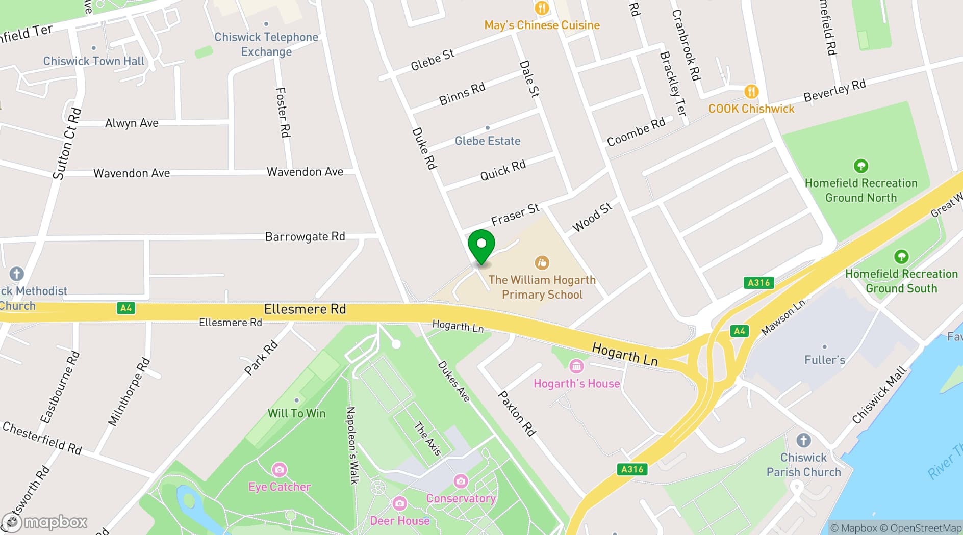 Map showing Hogarth Youth and Community Centre