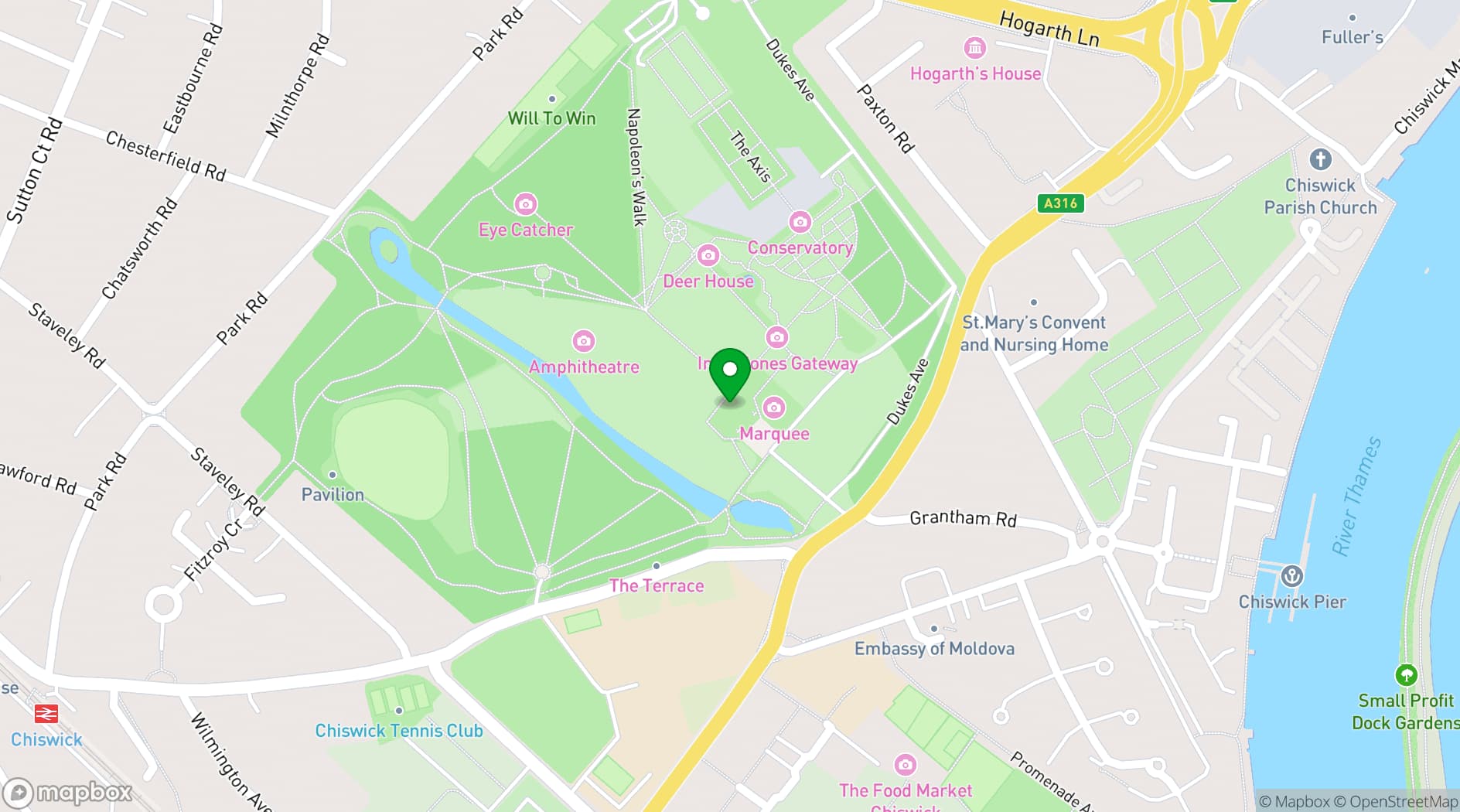 Map showing Chiswick House & Gardens