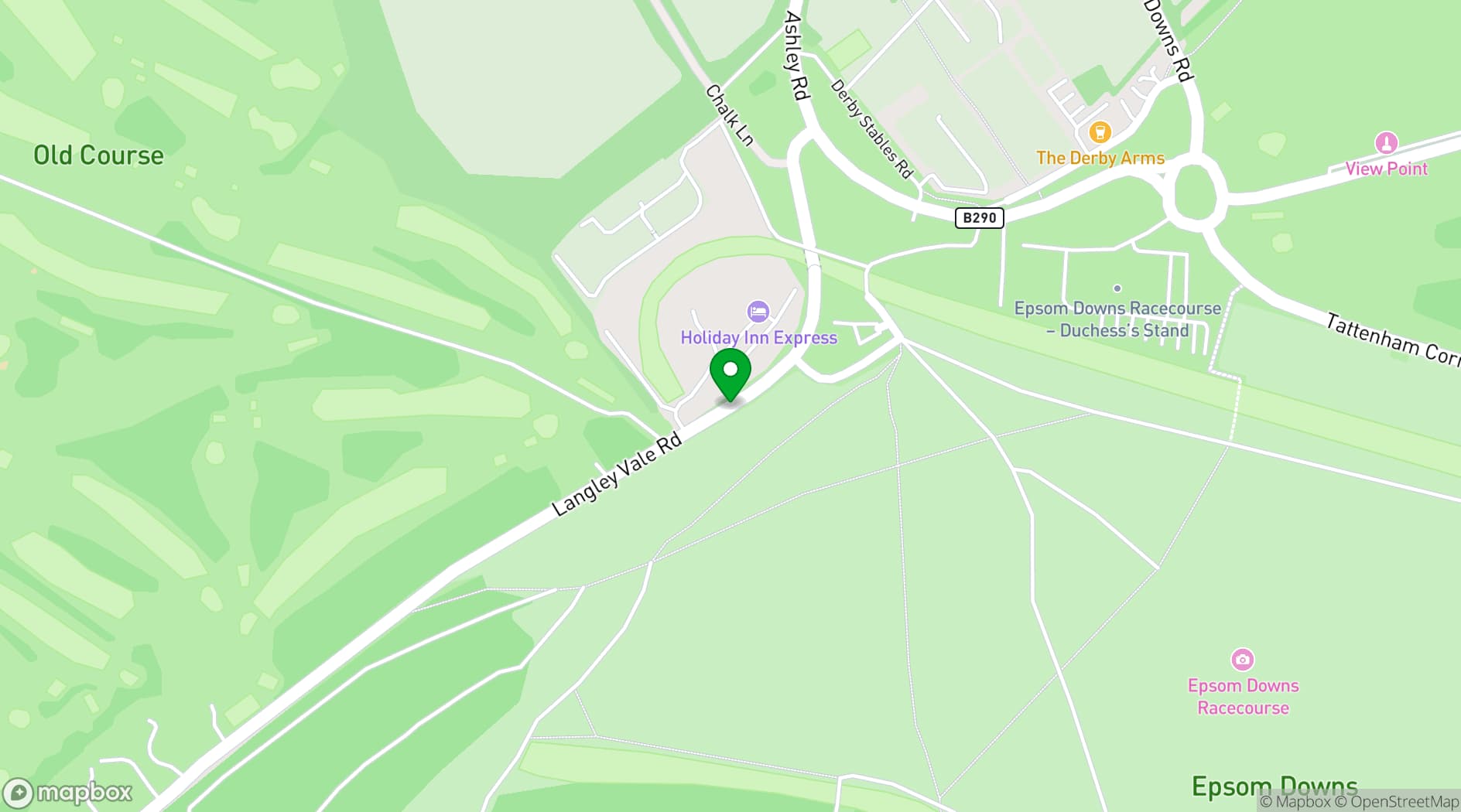 Map showing Holiday Inn Express London Epsom Downs
