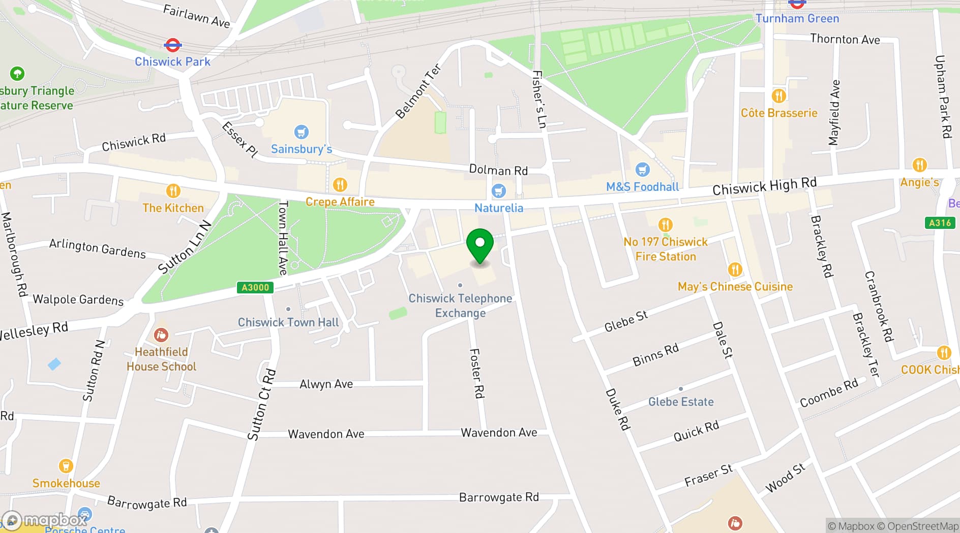 Map showing Barley Mow Centre