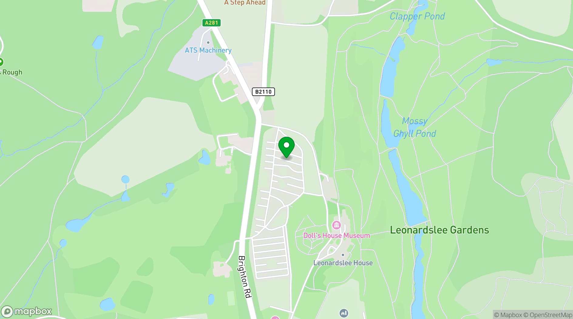 Map showing Leonardslee Lakes & Gardens