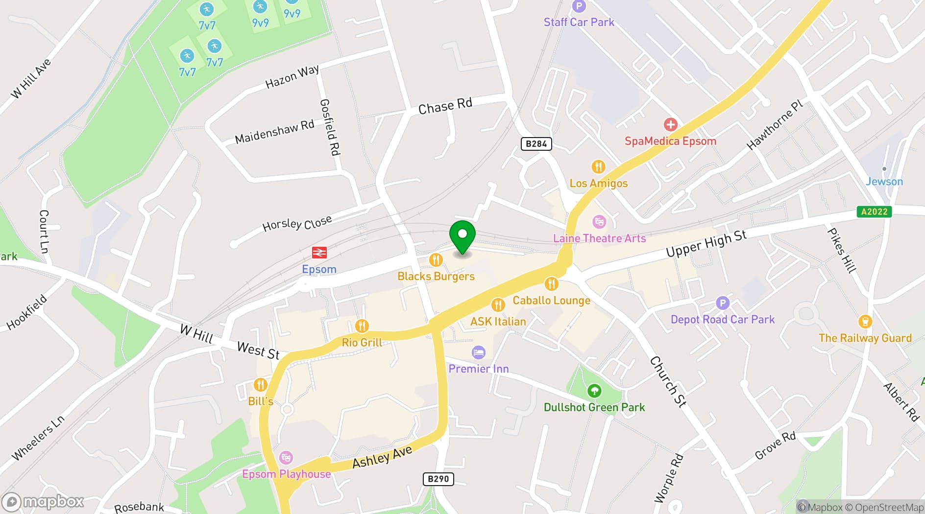 Map showing Epsom Social