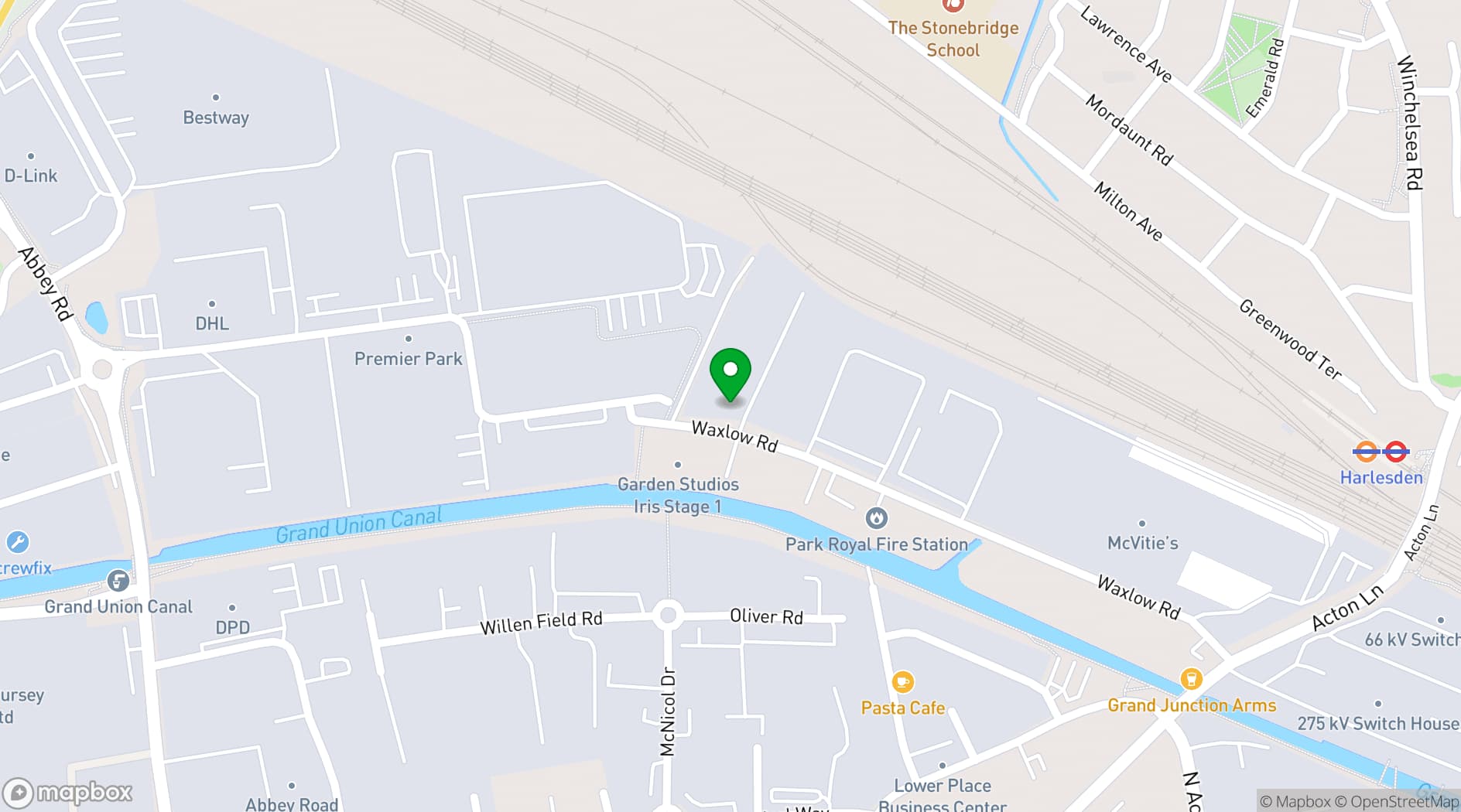 Map showing Garden Studios