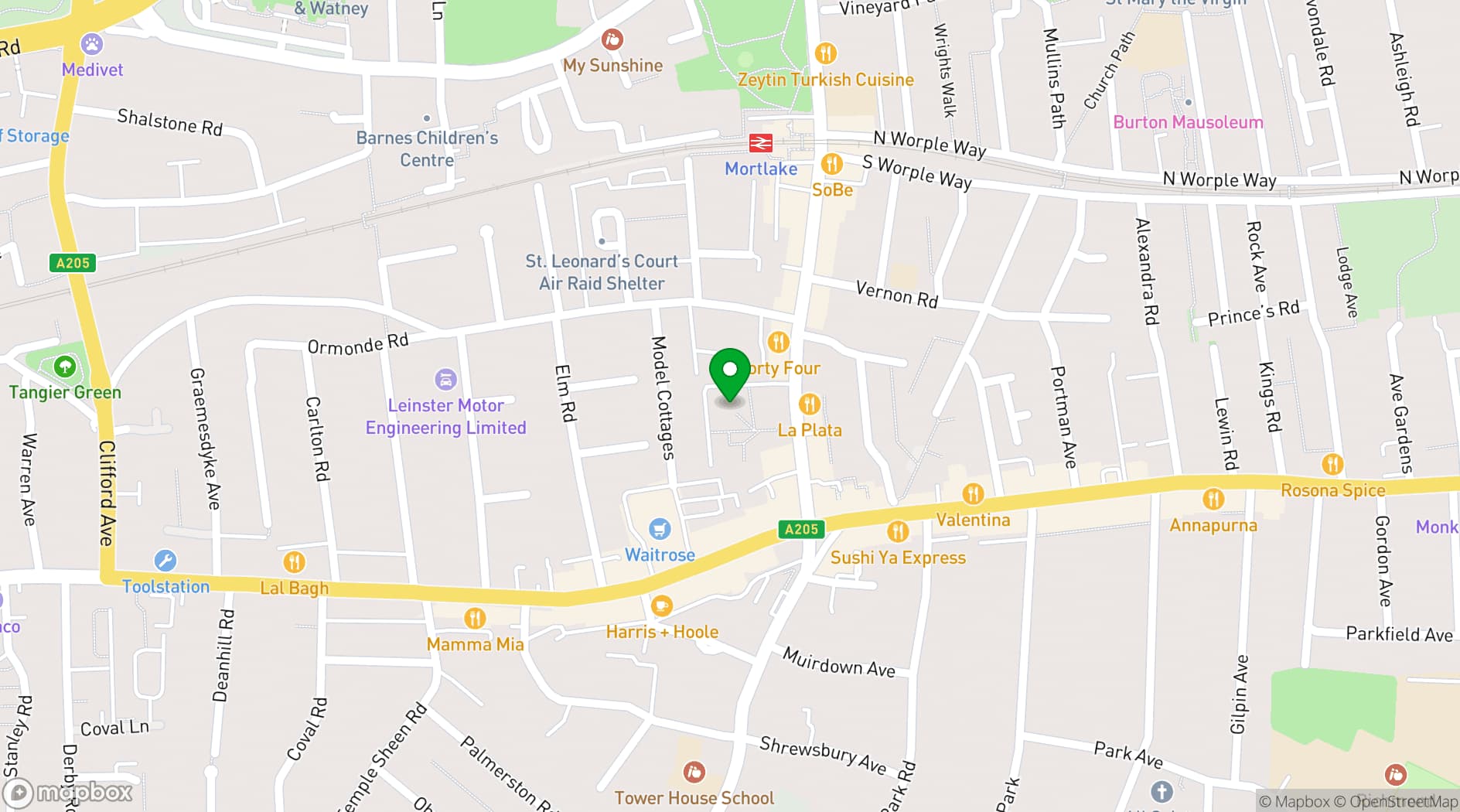 Map showing Sheen Lane Centre