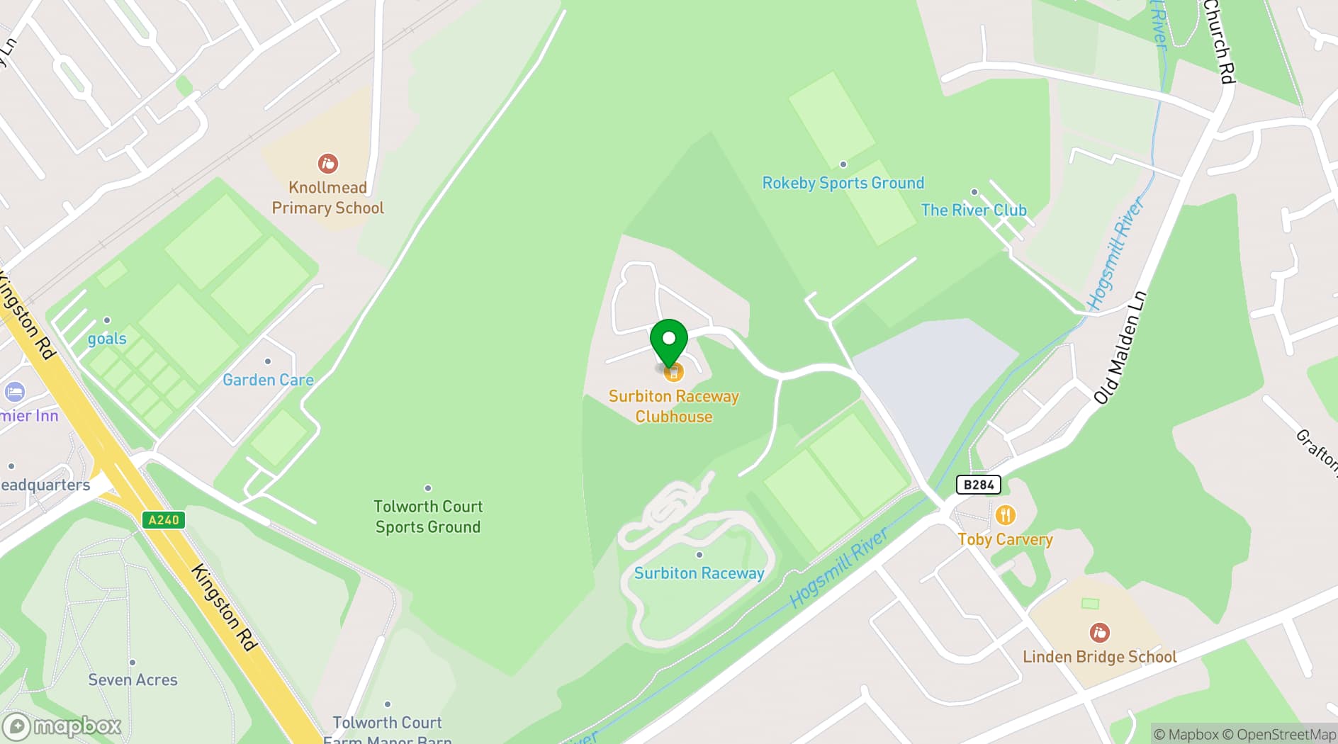 Map showing Surbiton Town Sports Club