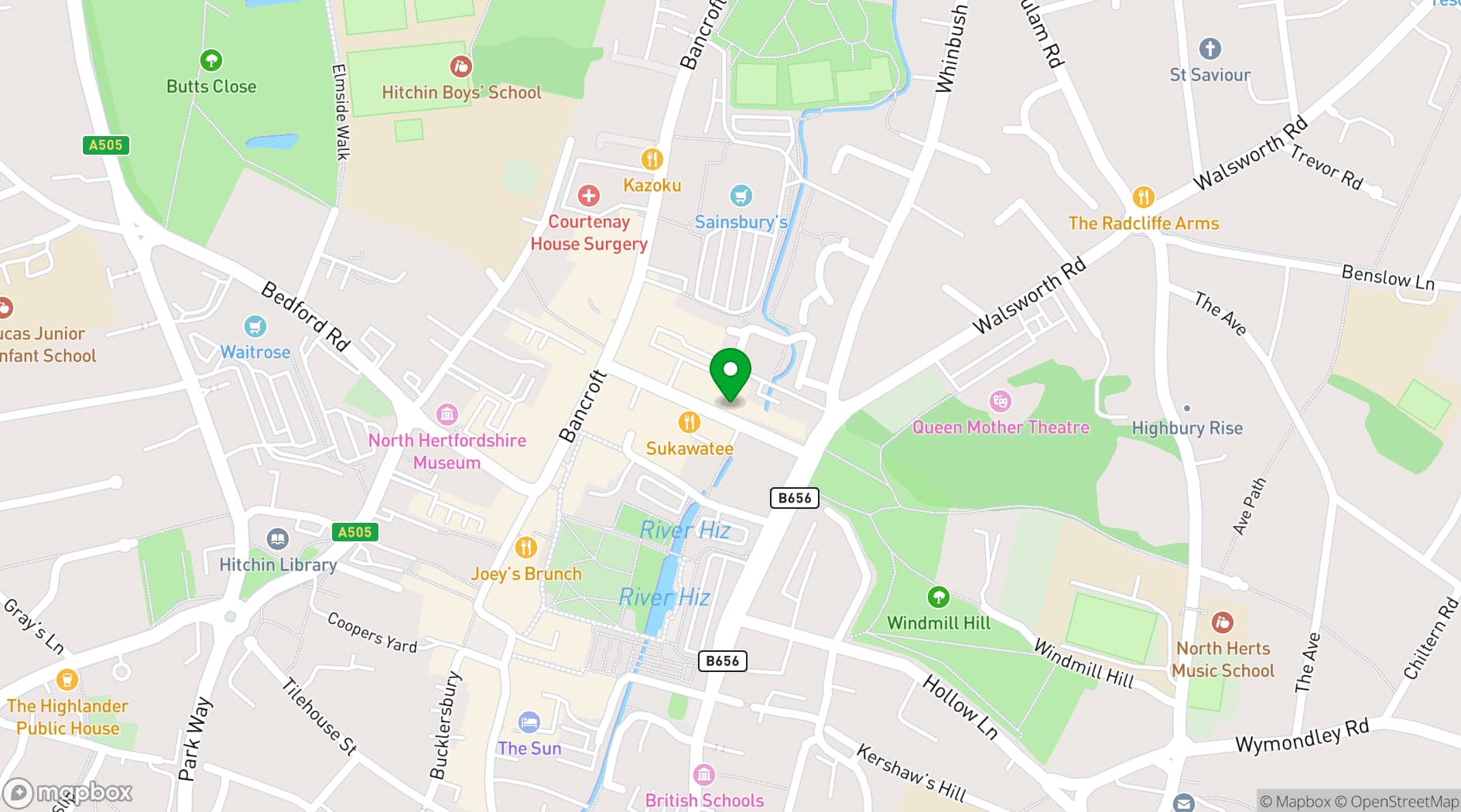 Map showing Hermitage Rd Coffee & Bagel Bar