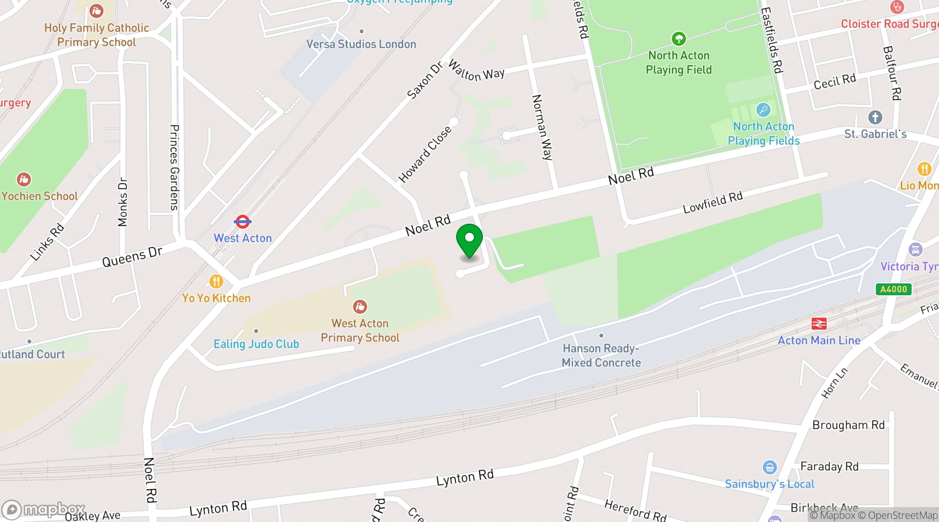 Map showing Acton Garden Village
