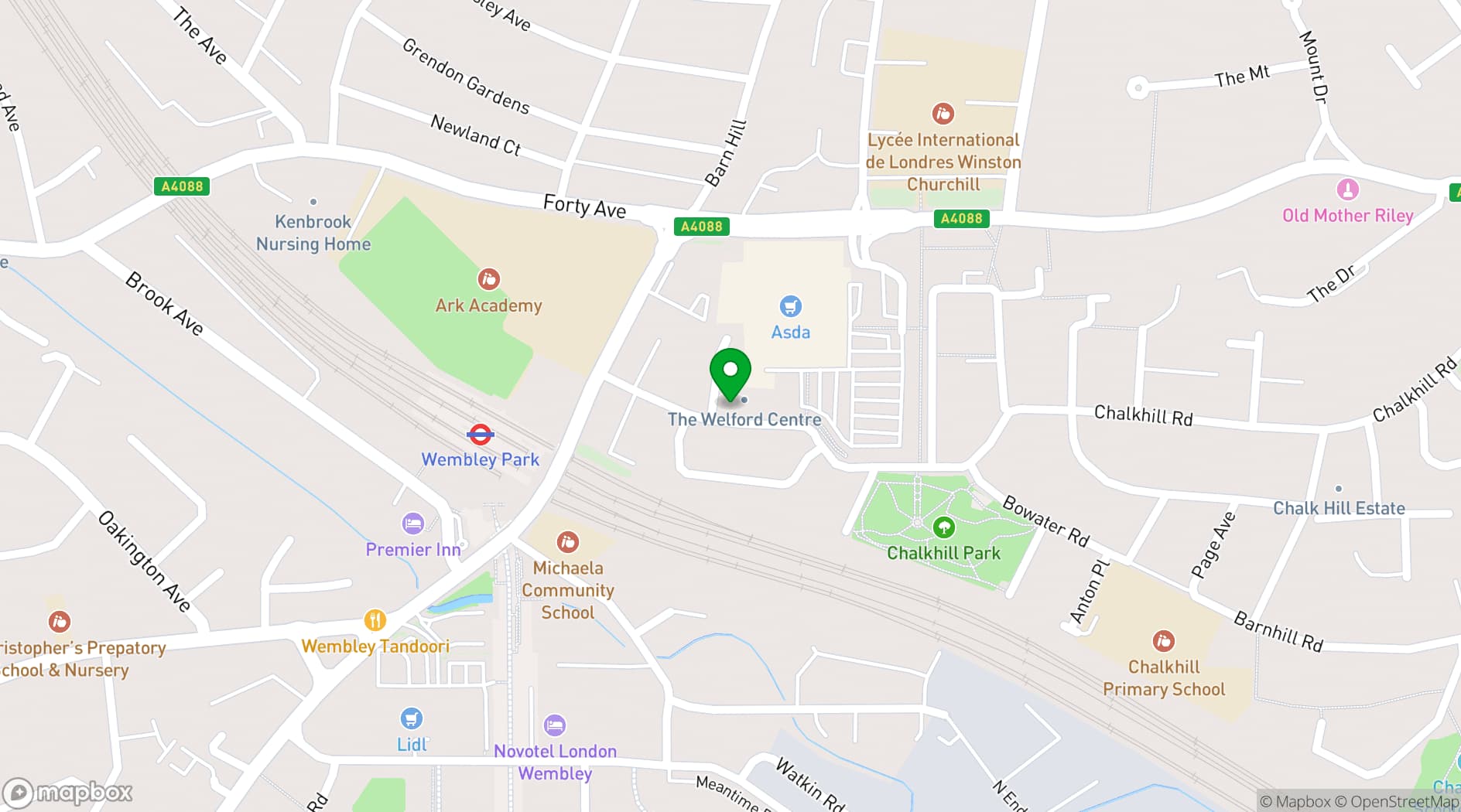 Map showing Chalkhill Community Centre