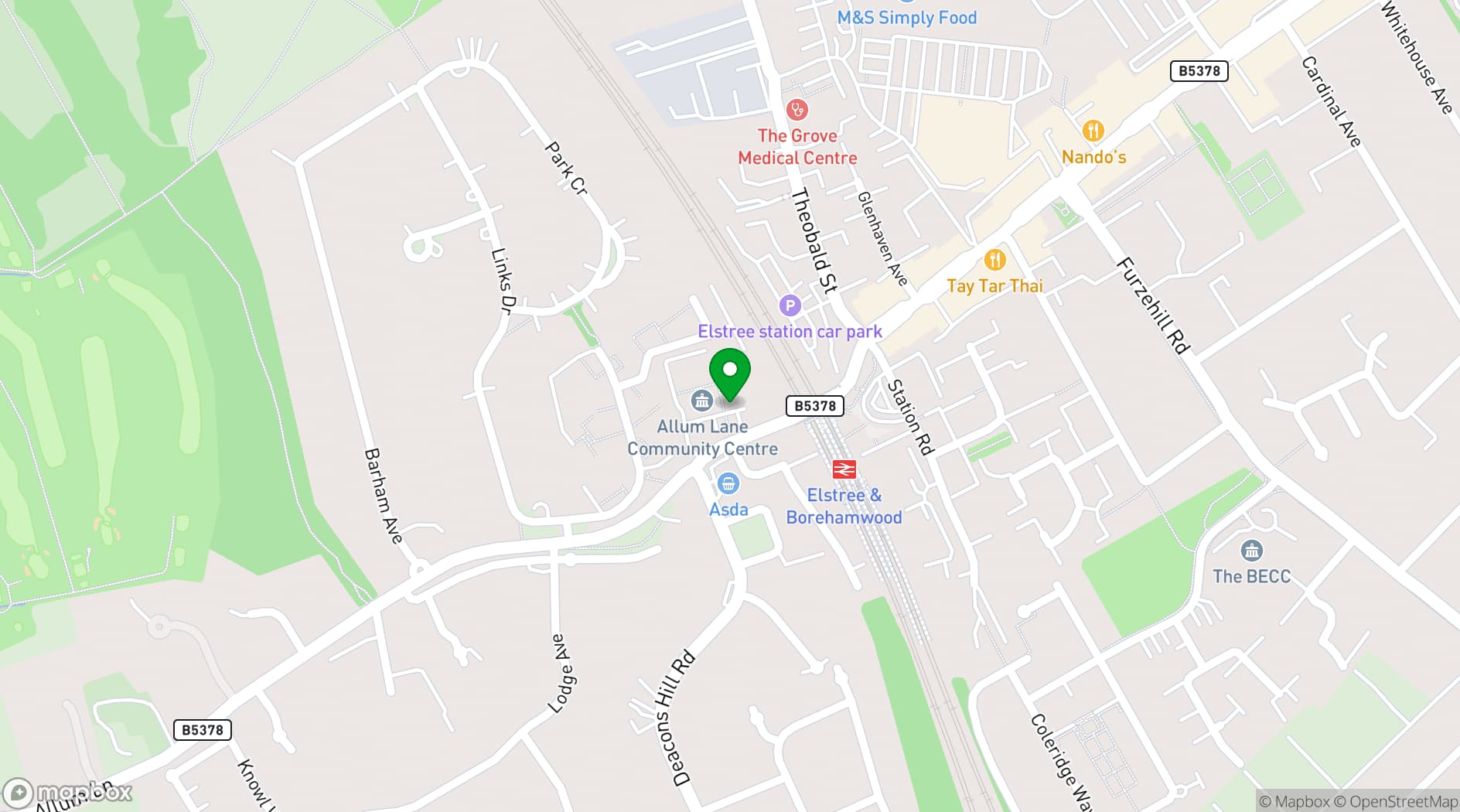 Map showing Allum Manor Hall