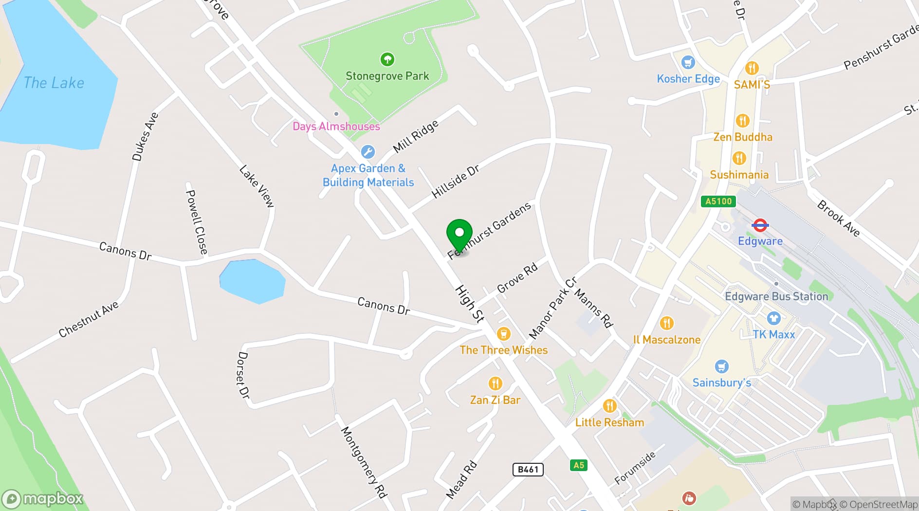 Map showing Yeshurun Synagogue