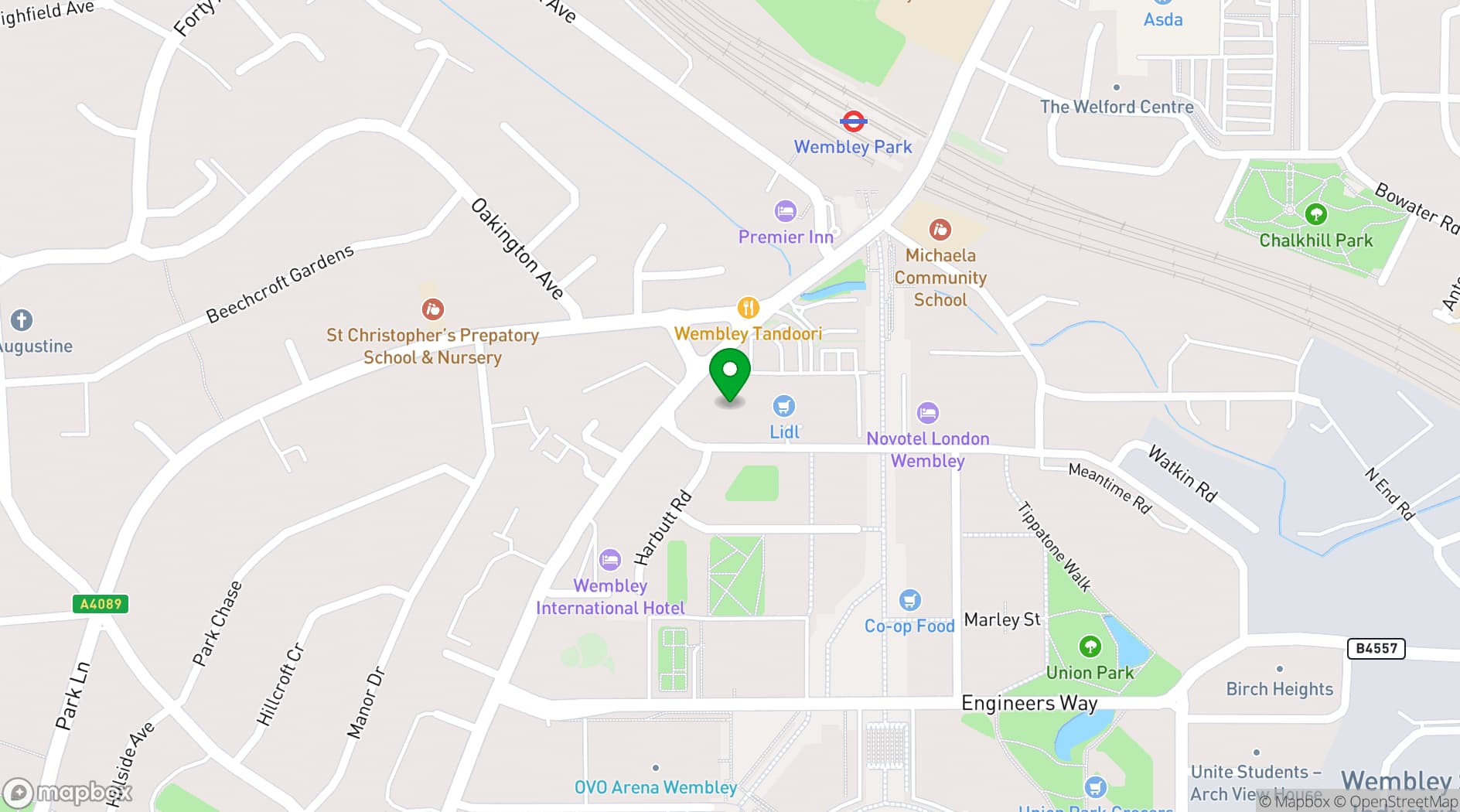 Map showing Troubadour Wembley Park Theatre