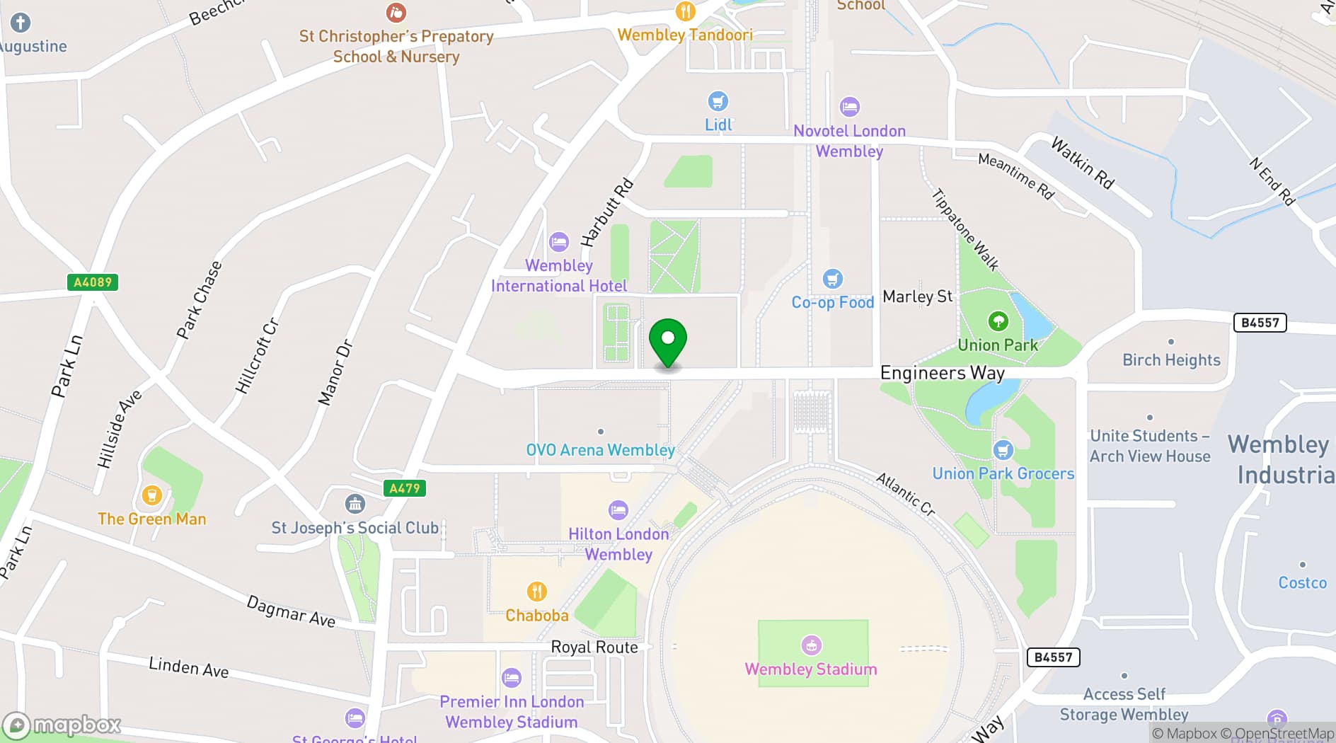 Map showing The Drum at Wembley