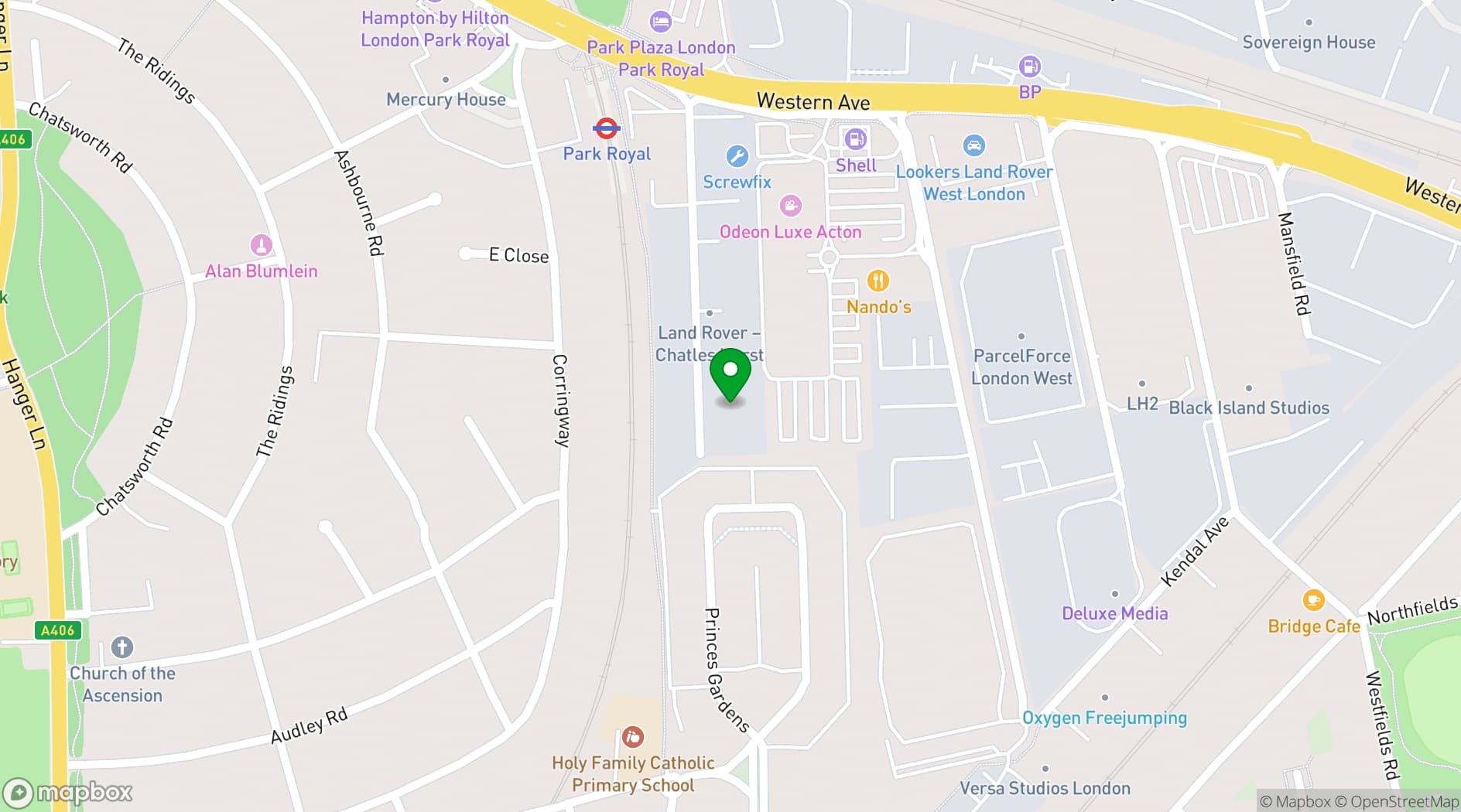 Map showing Qube Acton