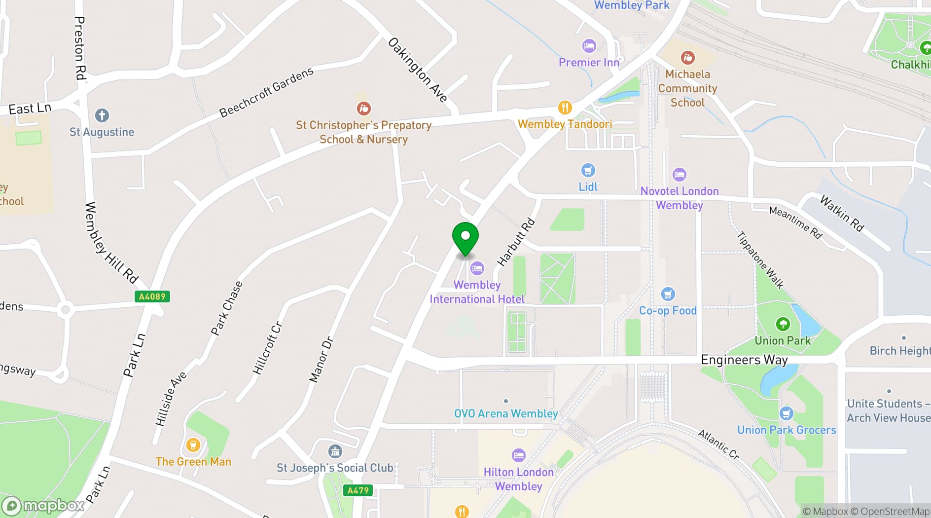 Map showing Wembley International Hotel