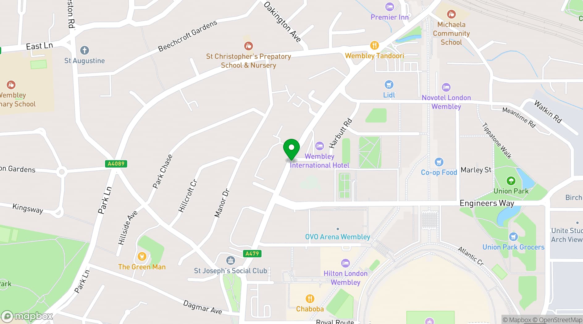 Map showing Seeds Hub Wembley