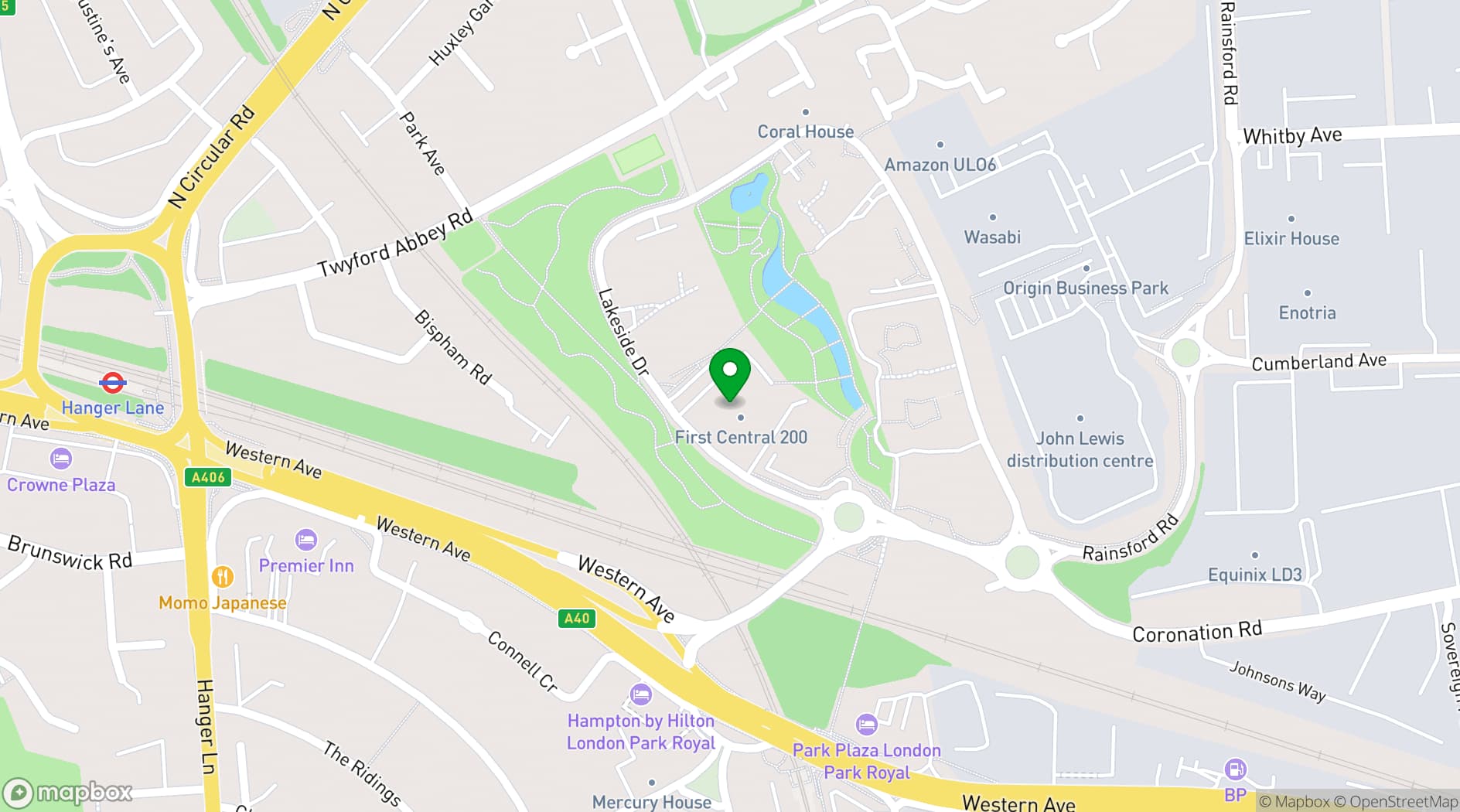 Map showing Spaces Park Royal