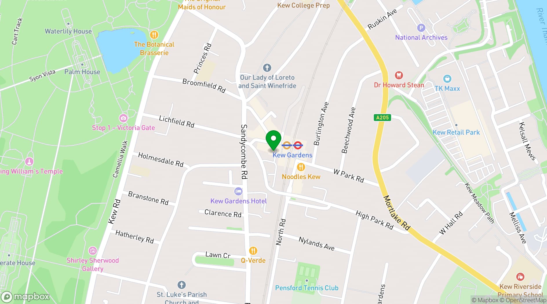 Map showing Trindle Stores