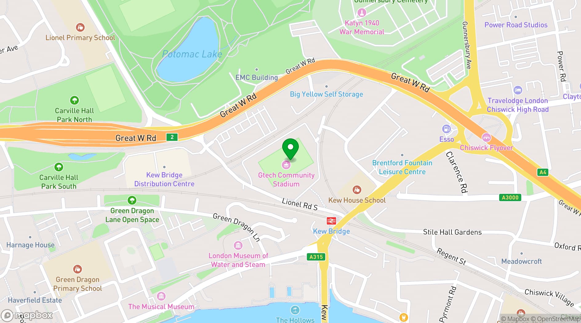 Map showing Brentford Football Club