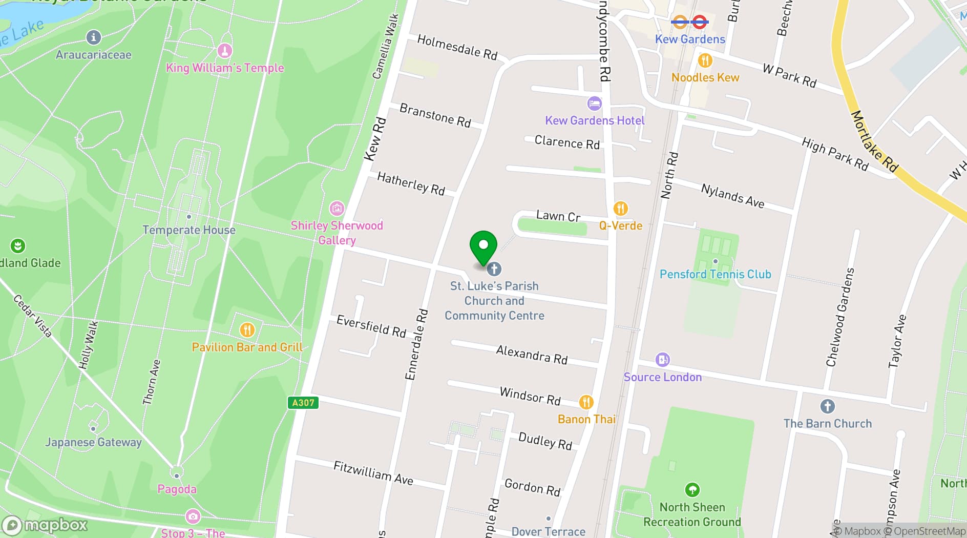 Map showing The Avenue Halls