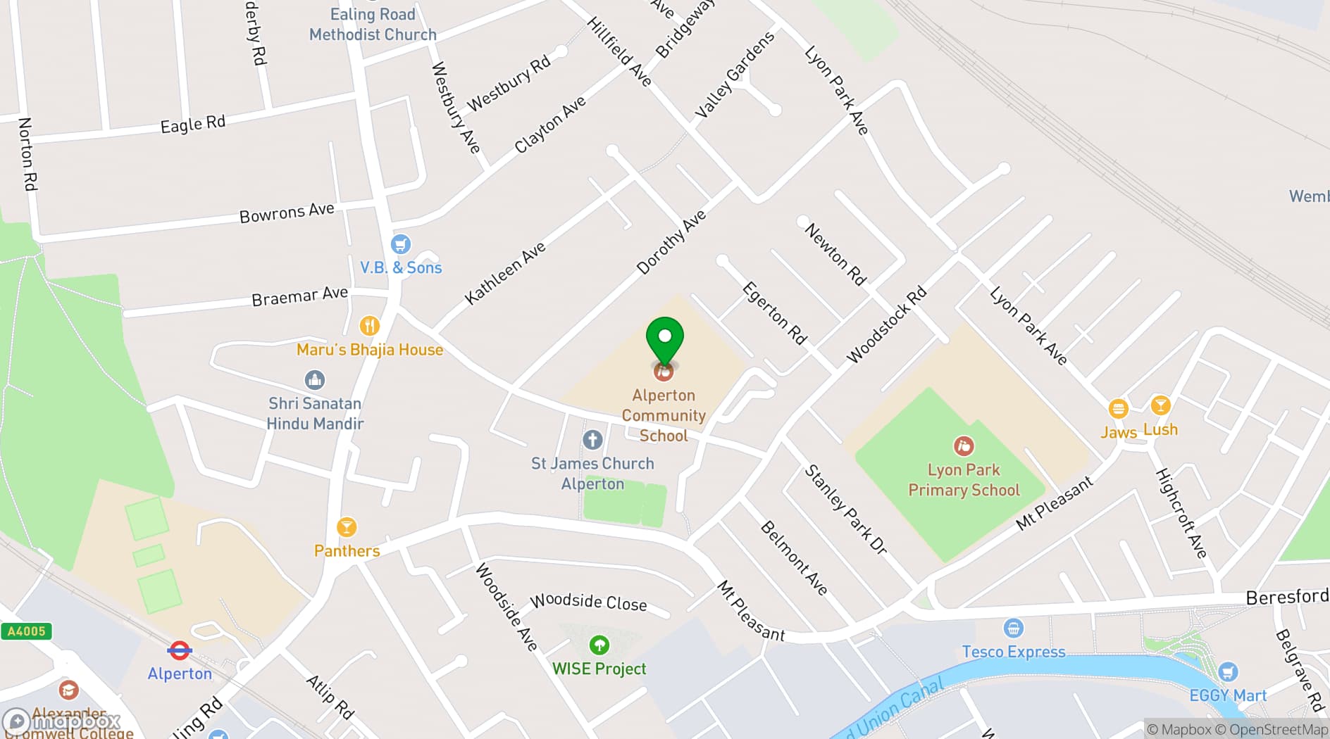 Map showing Alperton Community School