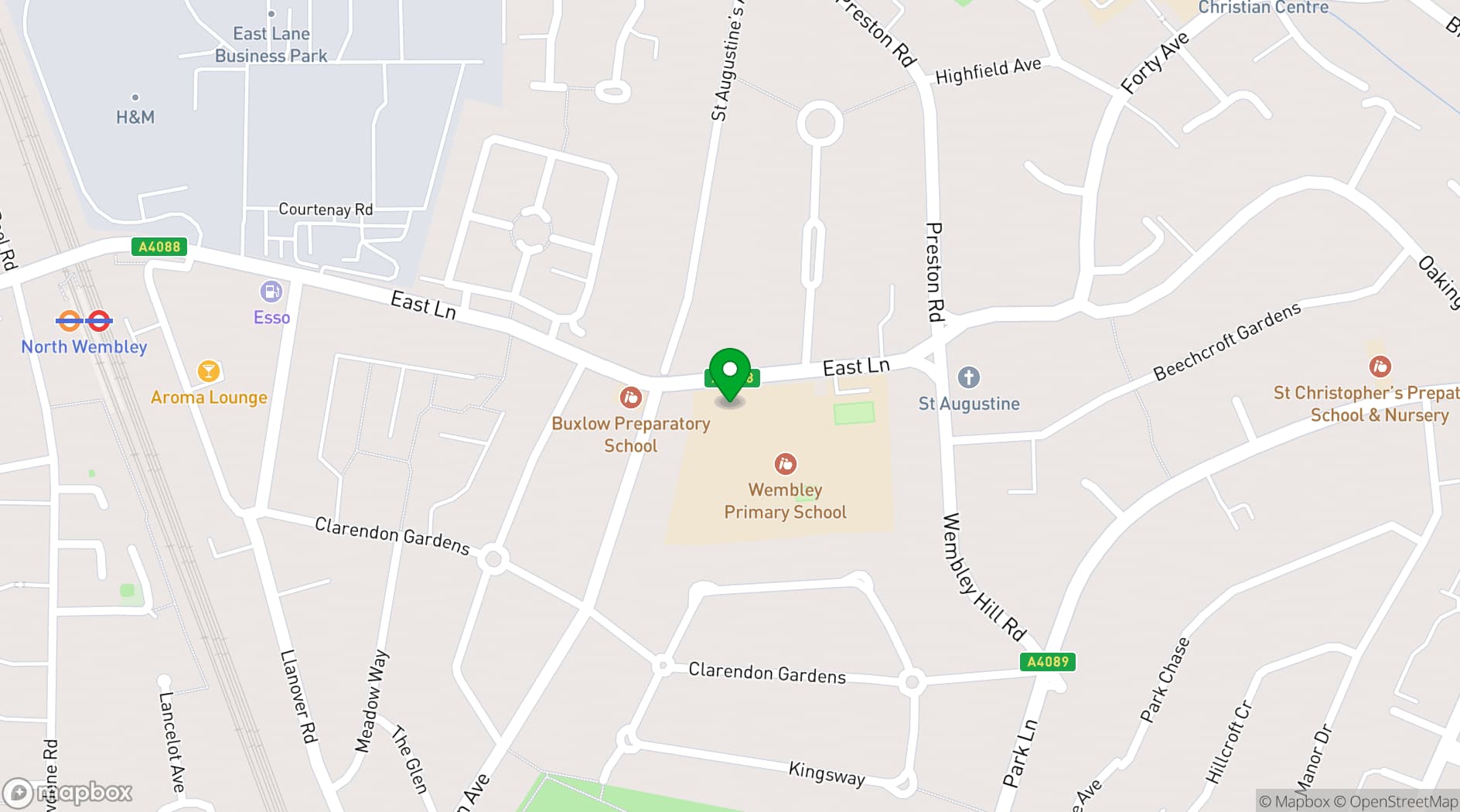 Map showing Wembley Primary School