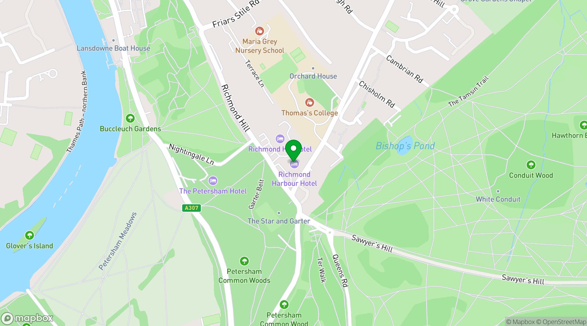 Map showing Richmond Harbour Hotel 