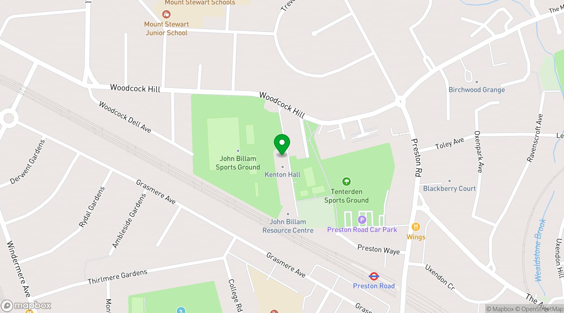 Map showing Kenton Hall