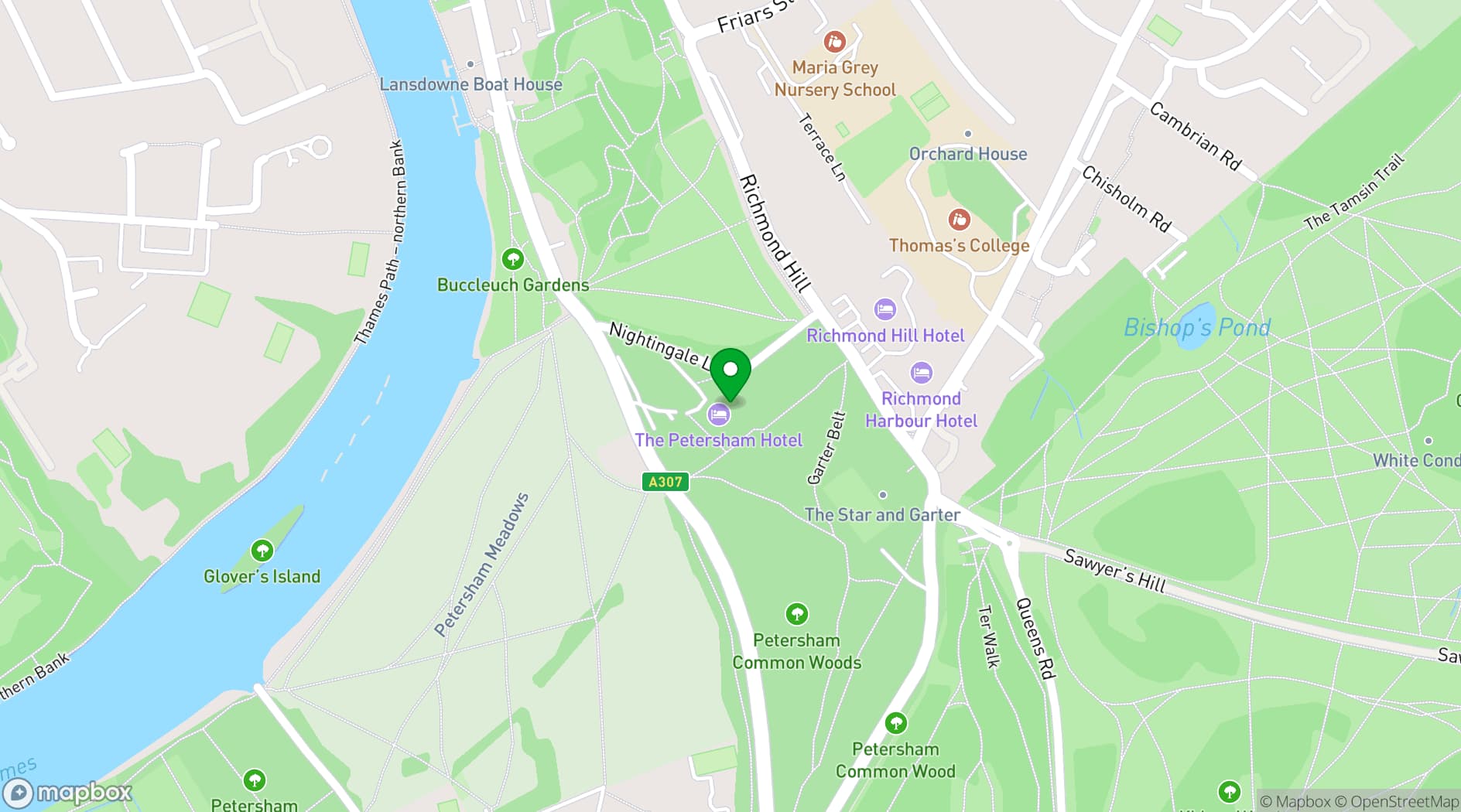 Map showing The Petersham