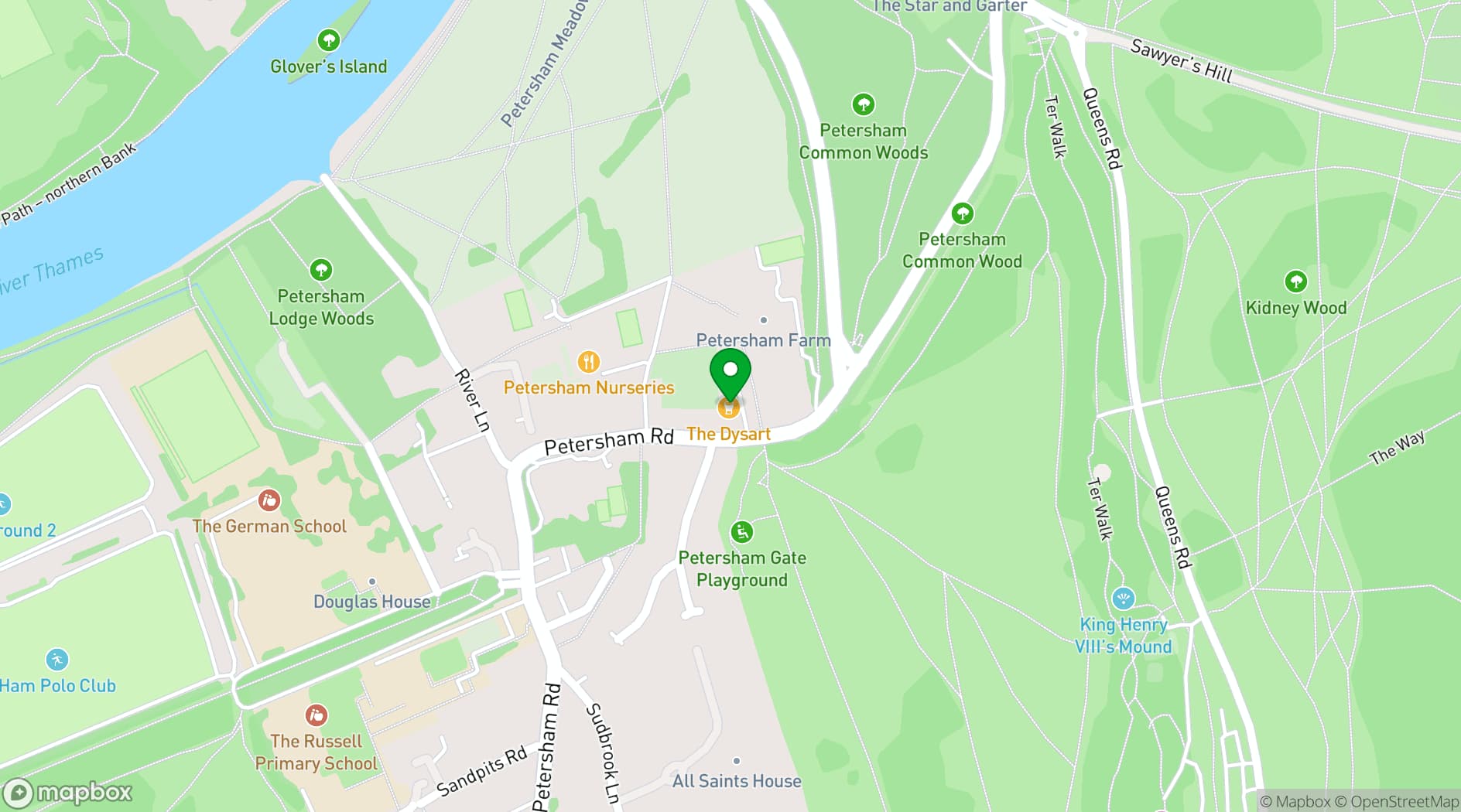 Map showing The Dysart Petersham