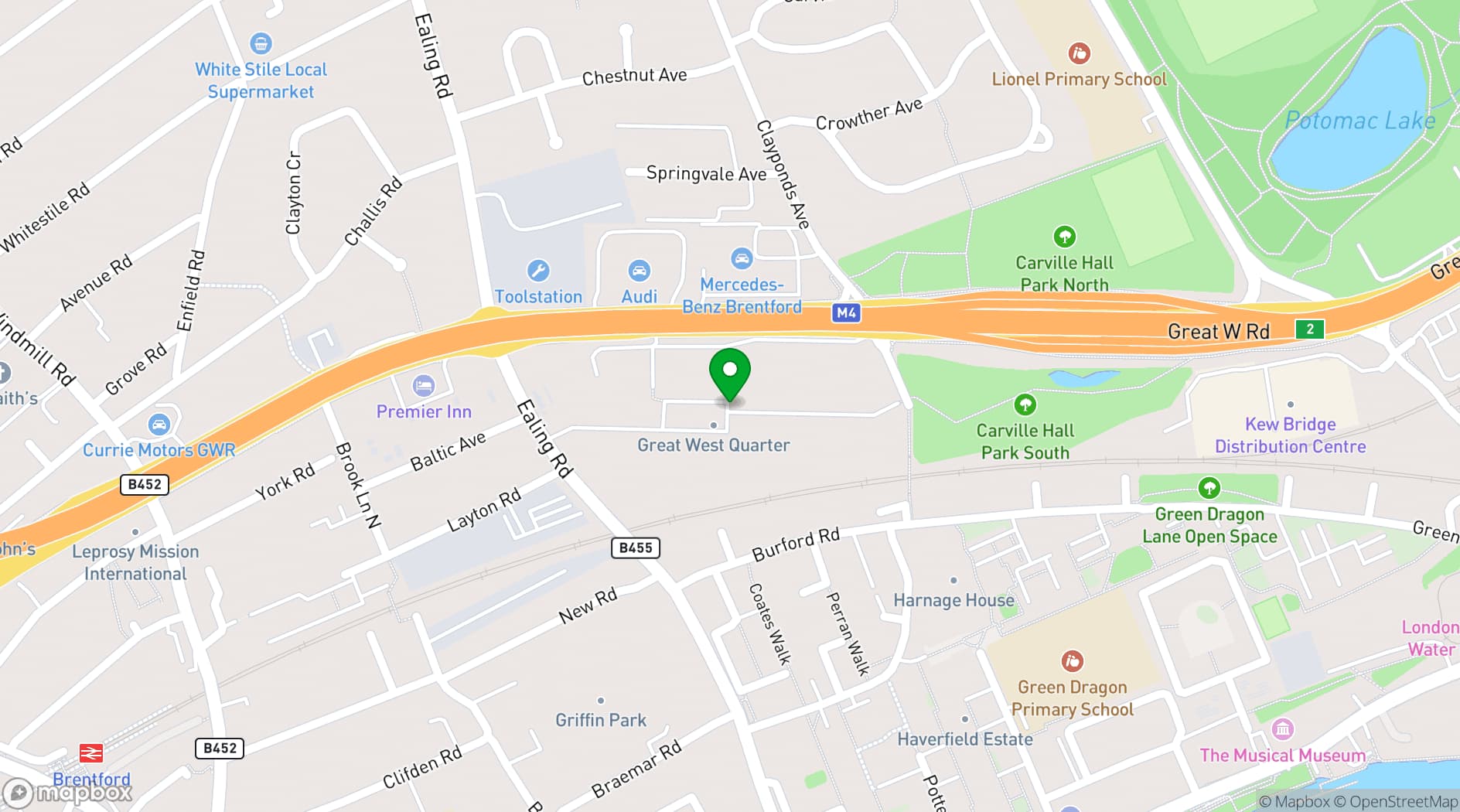 Map showing Great West Studio