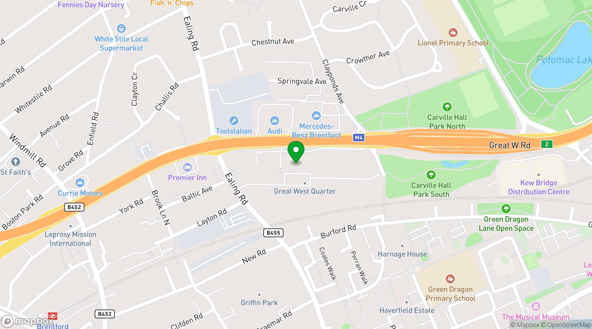 Map showing Lounge Studios Brentford