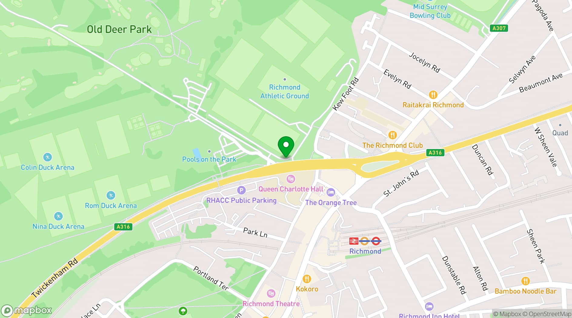 Map showing Richmond Athletic Ground