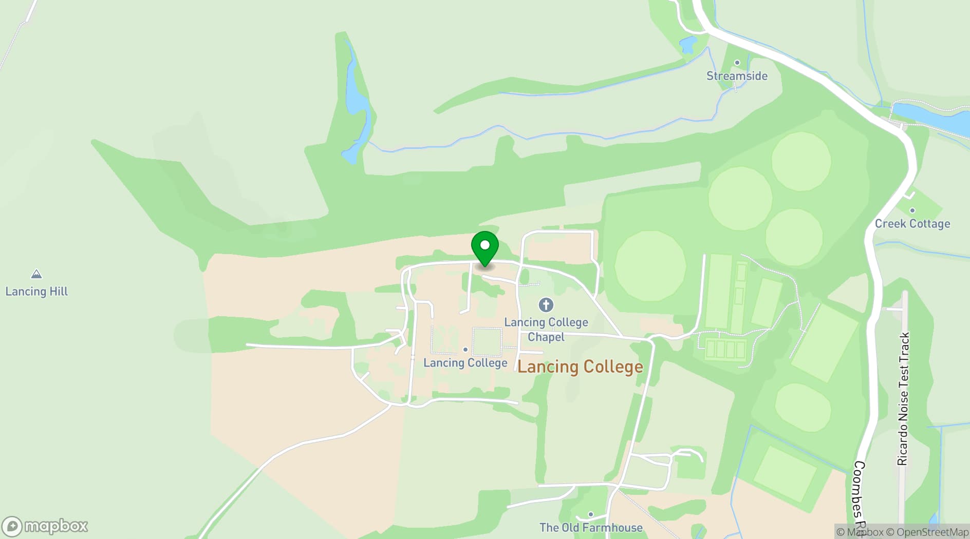 Map showing Lancing College
