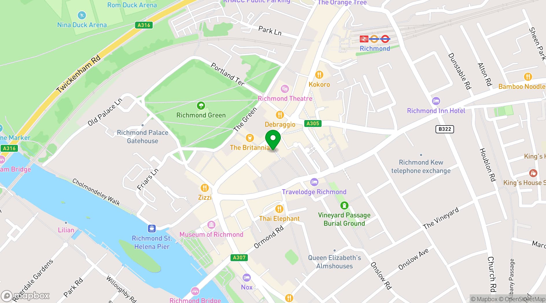 Map showing The Angel & Crown