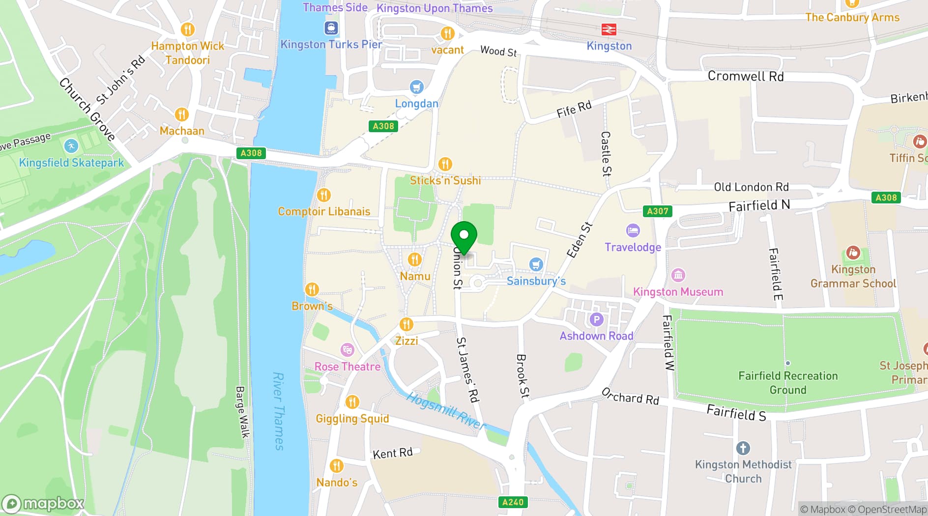 Map showing Bacchus Late Bar and Venue