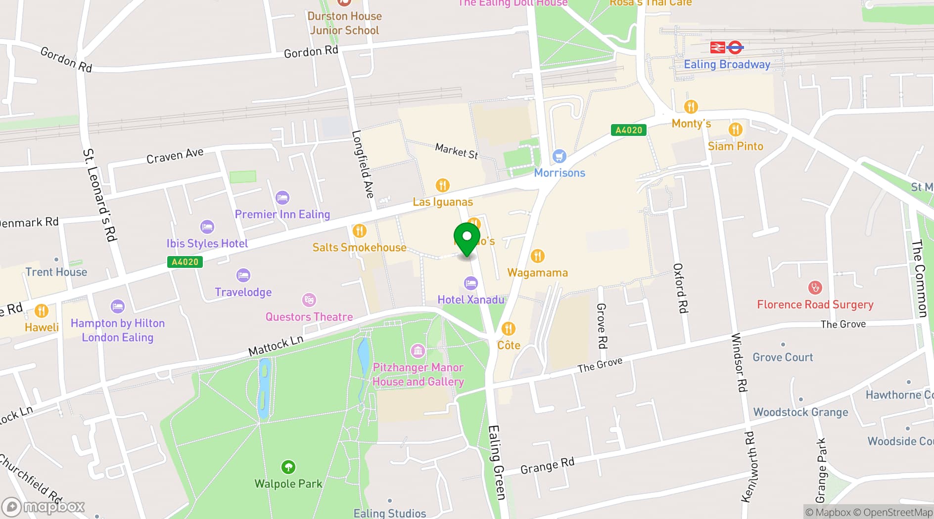 Map showing Boom Battle Bar Ealing