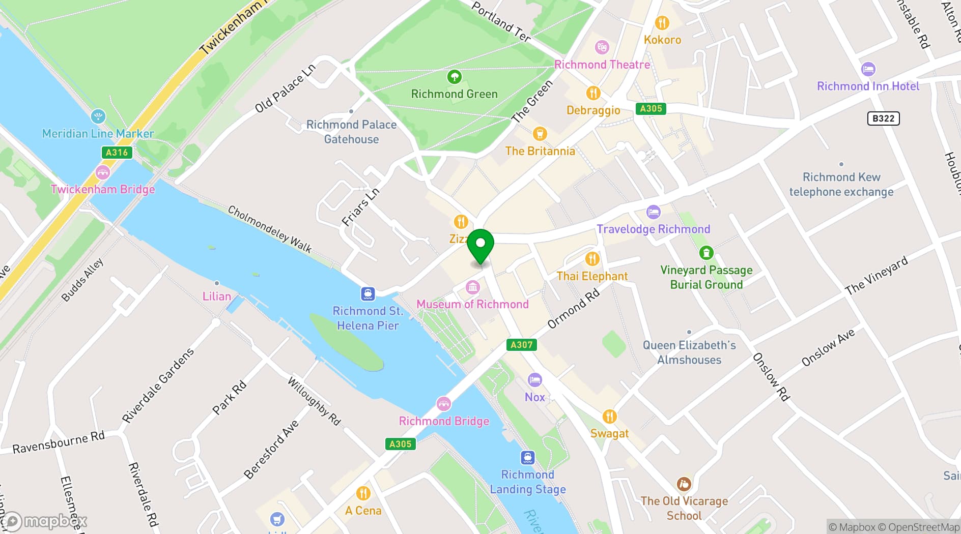 Map showing The Ivy Café Richmond
