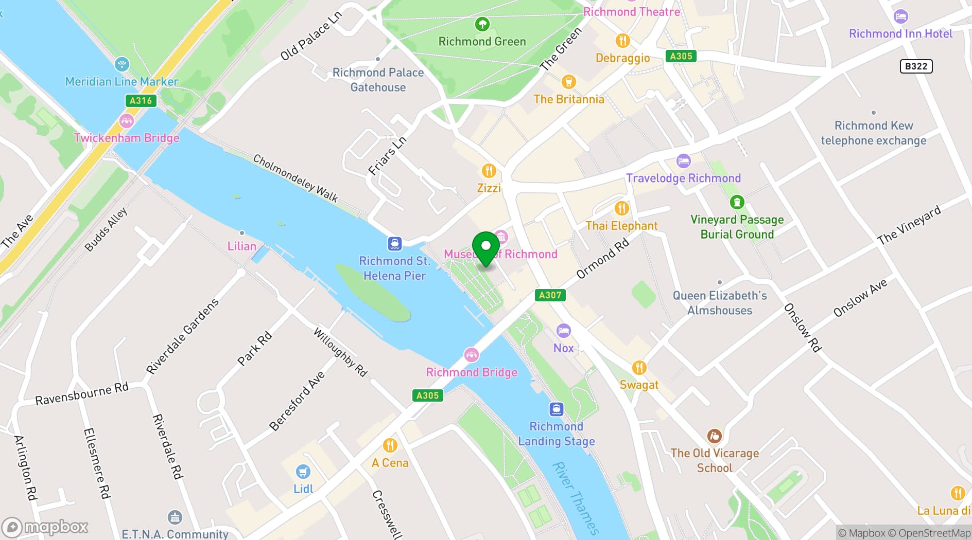 Map showing Tapas Brindisa Richmond