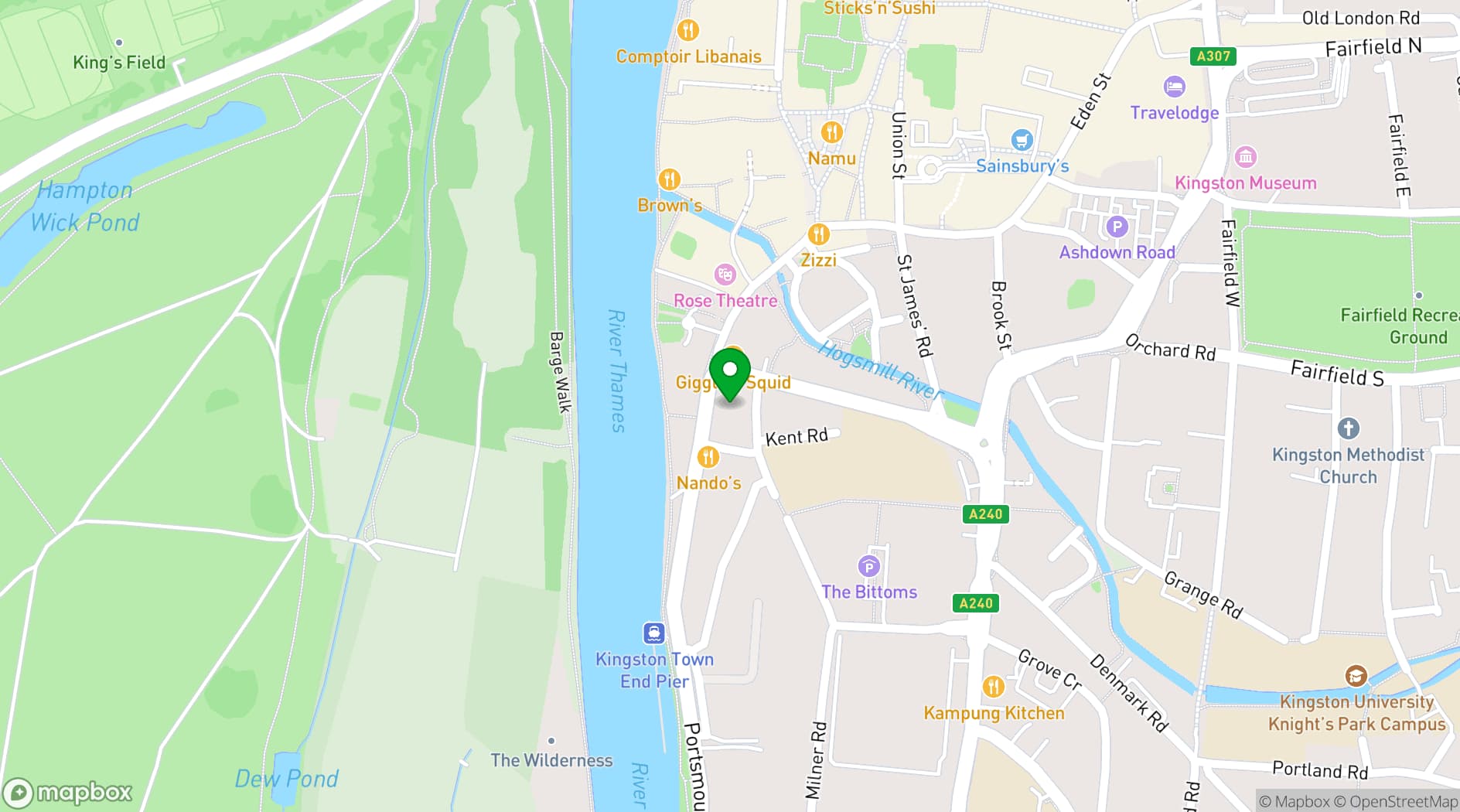 Map showing Las Iguanas Kingston