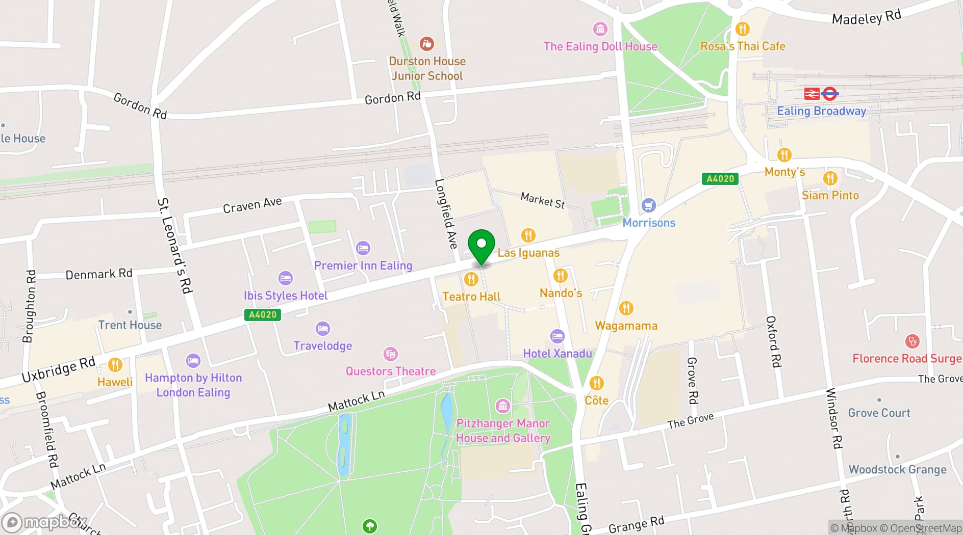 Map showing Teatro Hall
