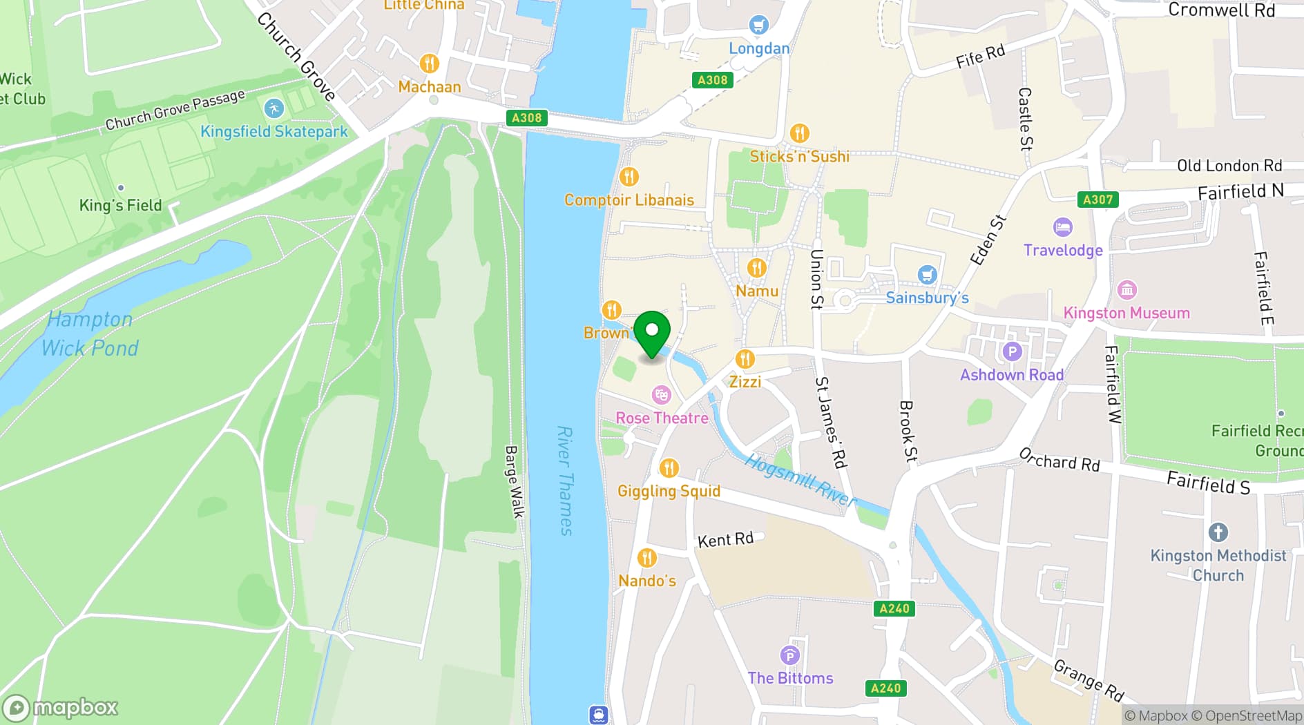 Map showing Rose Theatre