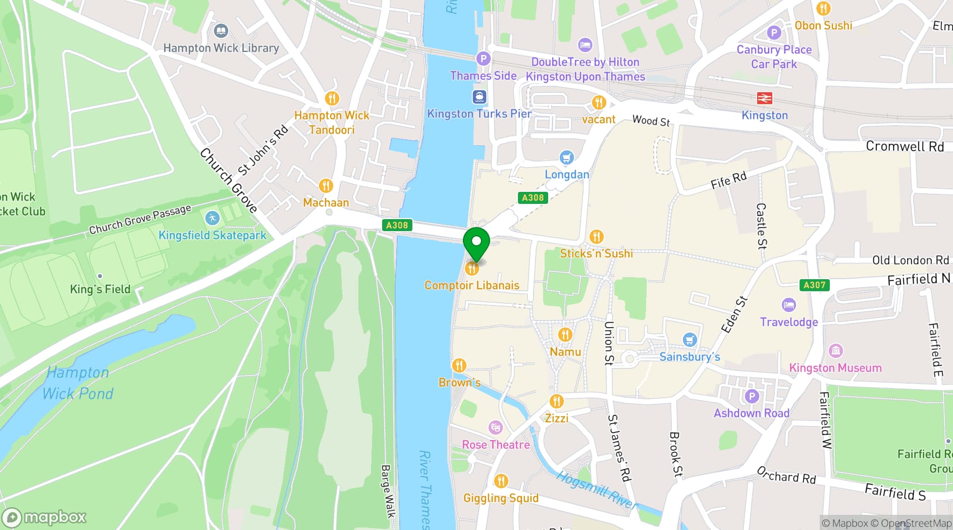 Map showing Sonnys - Riviera Rooftop Bar