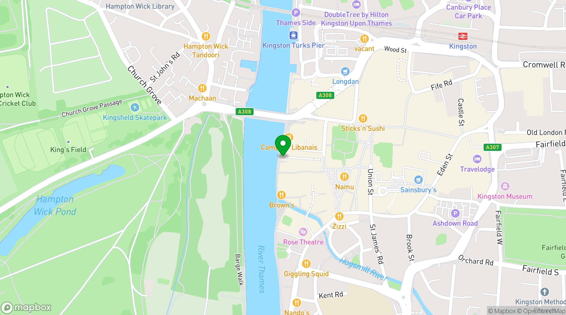 Map showing Sonnys - Riviera Rooftop Bar
