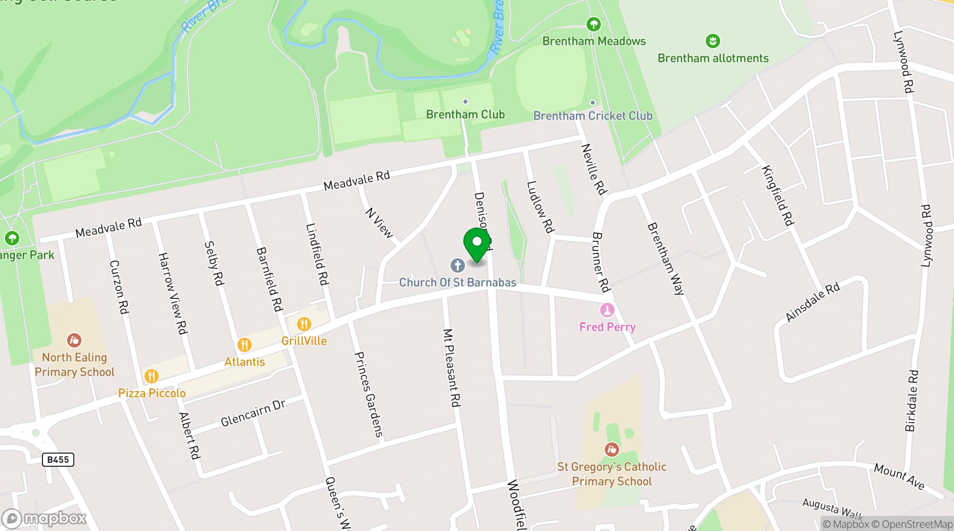 Map showing St Barnabas Church