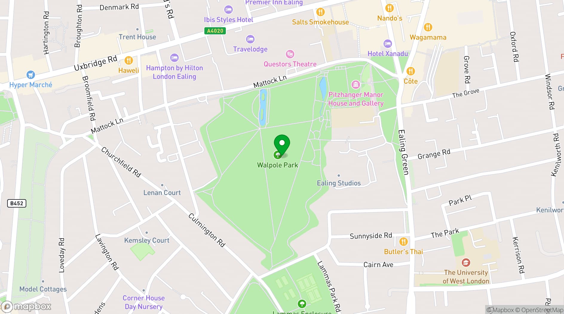 Map showing Walpole Park