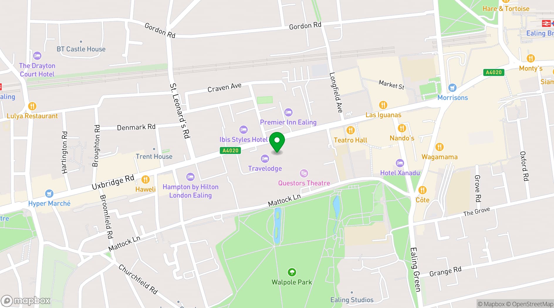 Map showing Spaces Ealing Aurora